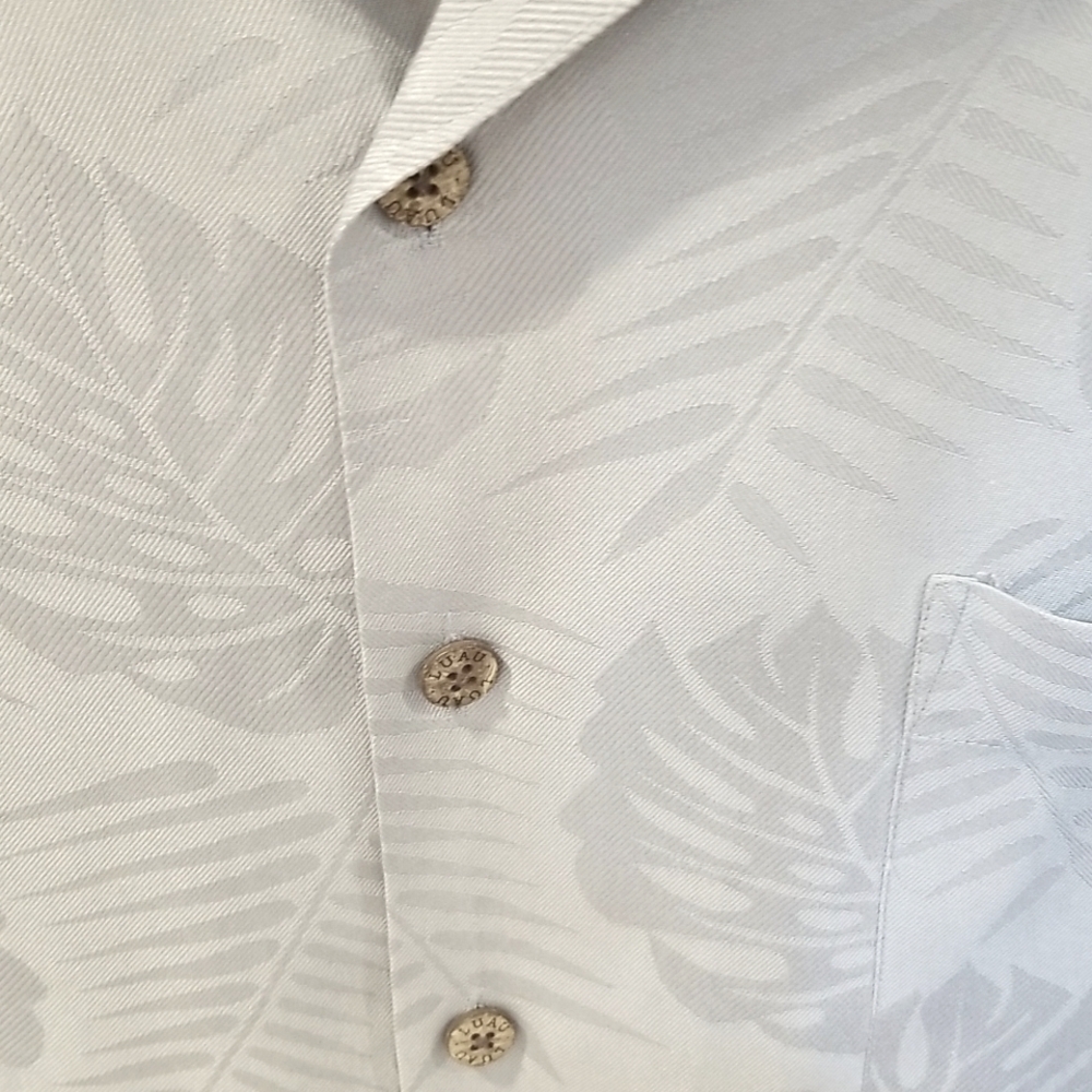 Luau men's shirt finest silk,grayish blue ,XL Camp style. Hawaiian. - Picture 3 of 6